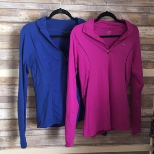 2 athletic long sleeve half-zip pullovers